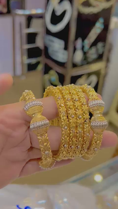 Gold Plated Bangles Set with Karay